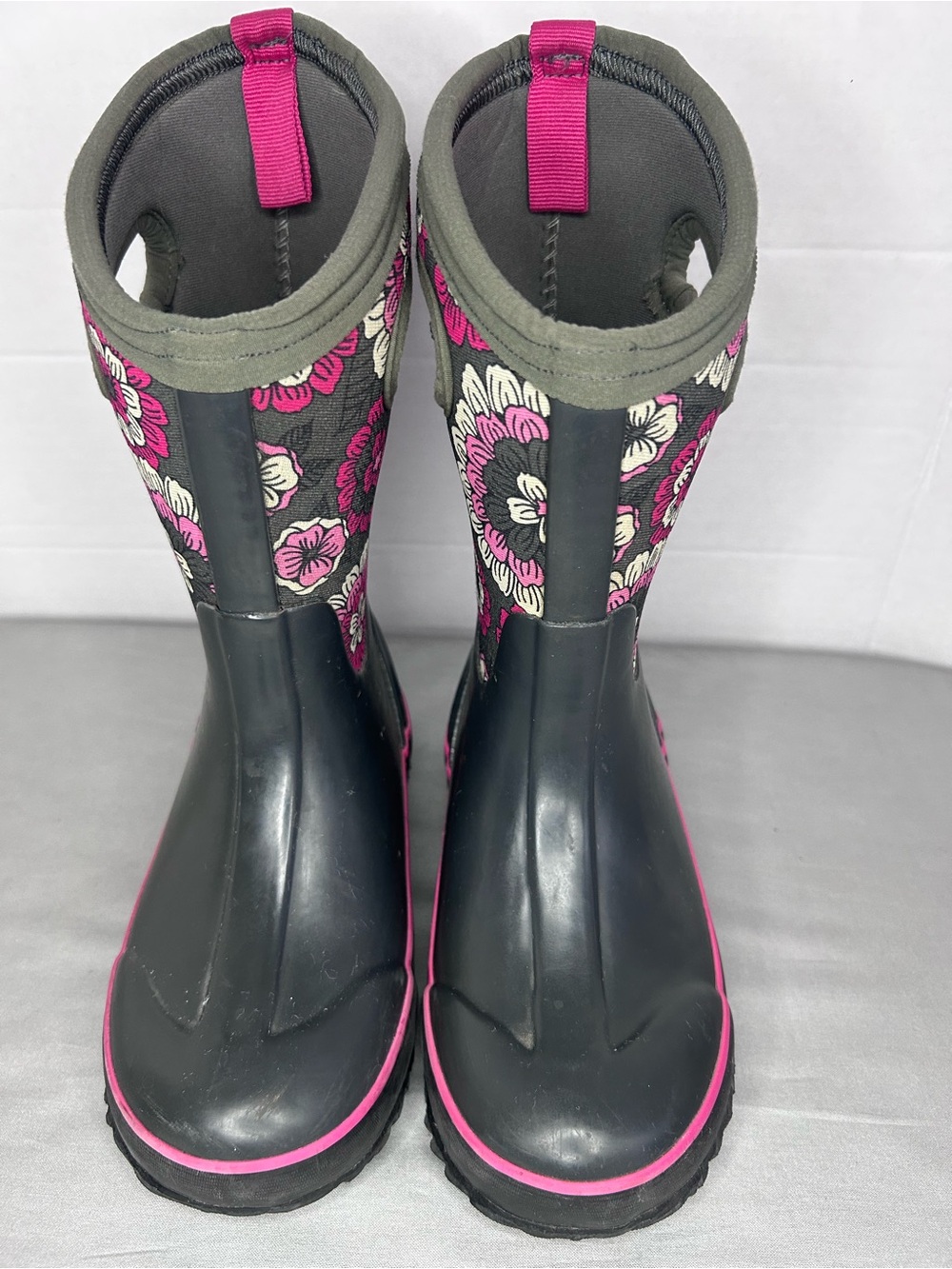 Bogs Kids Black Pansies Bottoms - Size 13